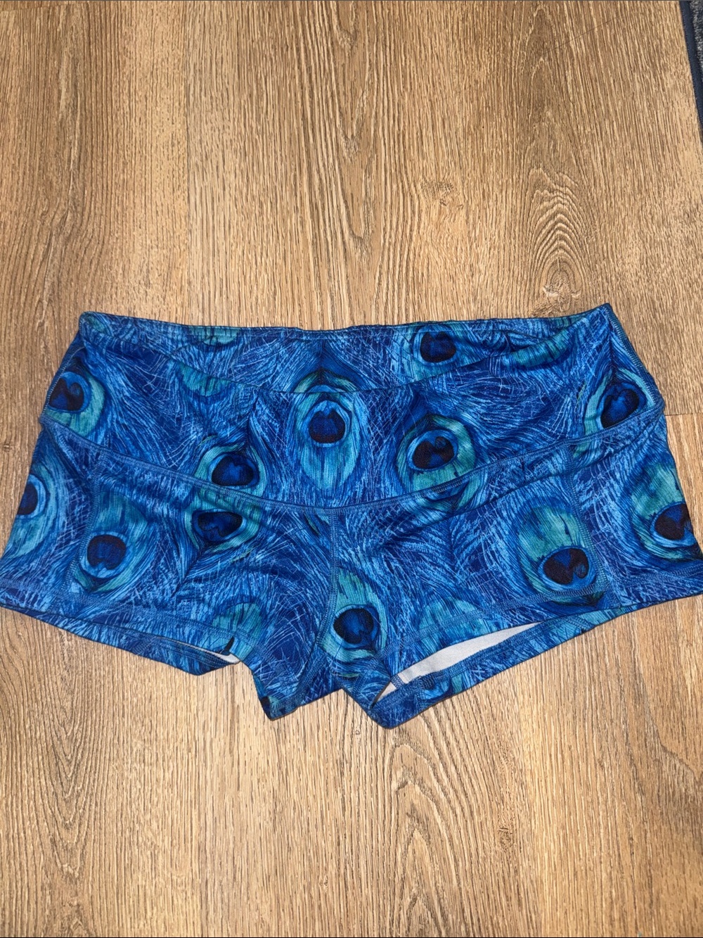 Fleo Blue Peacock Feather Bike Shorts